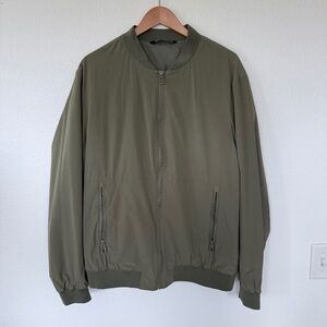 Zara Mens Green Bomber Jacket Size XL